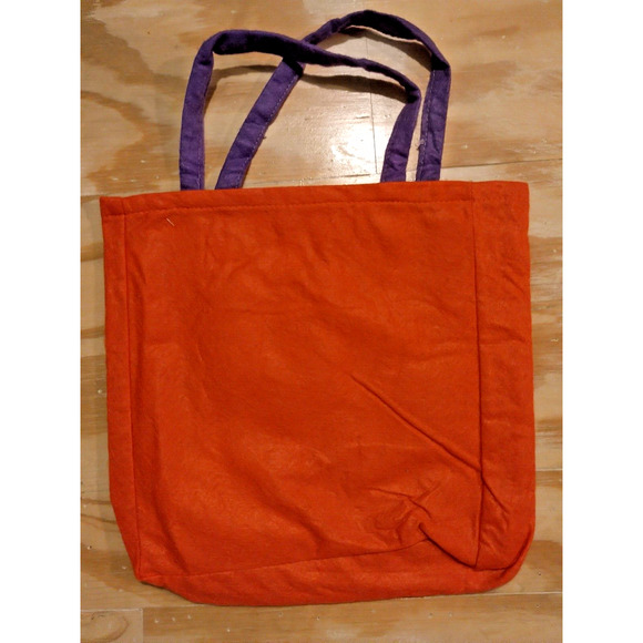 Happy Halloween Felt 12x12 White Polka Dot Orange Trick Or Treat Bag -New w/Tag - Picture 2 of 2